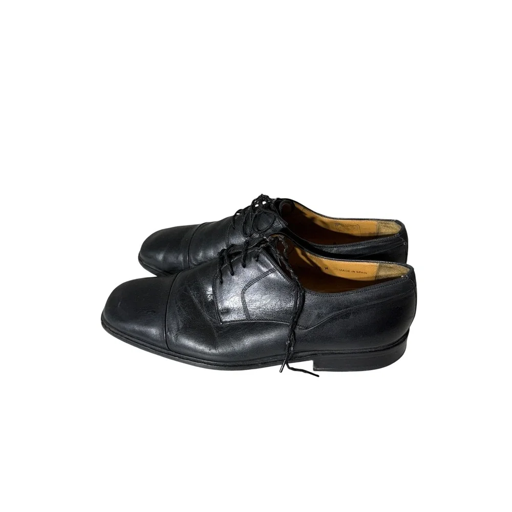 Magnanni Men 8272 Black Leather Cap Toe Derby Dress Shoes Made in Spain Size 12W
